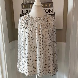 1.STATE White Star Print Slit Long Sleeve Top Sz M